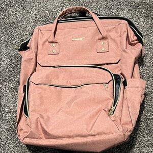 Lavish Rose Pink Travel Backpack with Gold Hardware